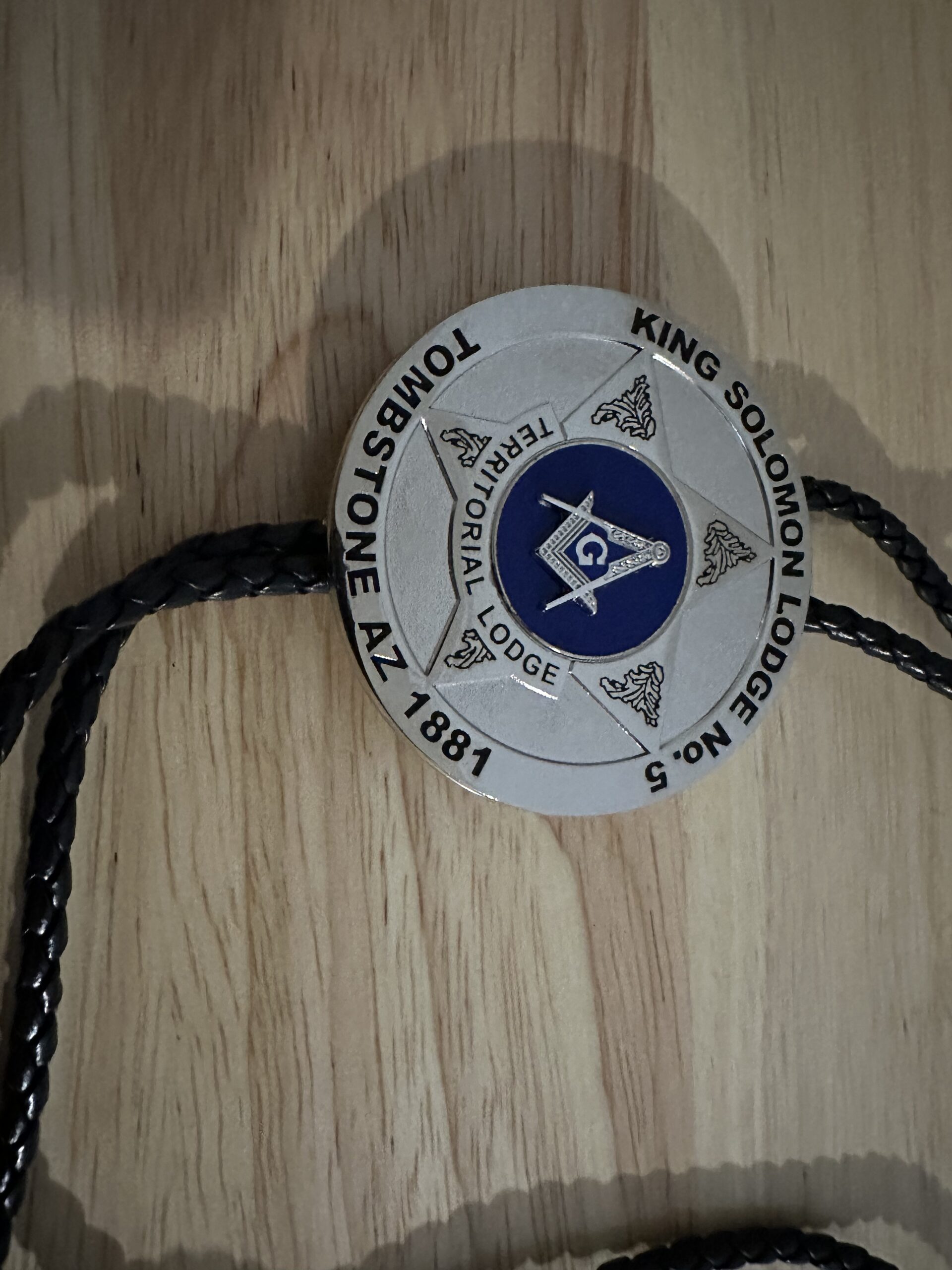 decorative King Solomon Territorial Lodge #5 Bolo Tie