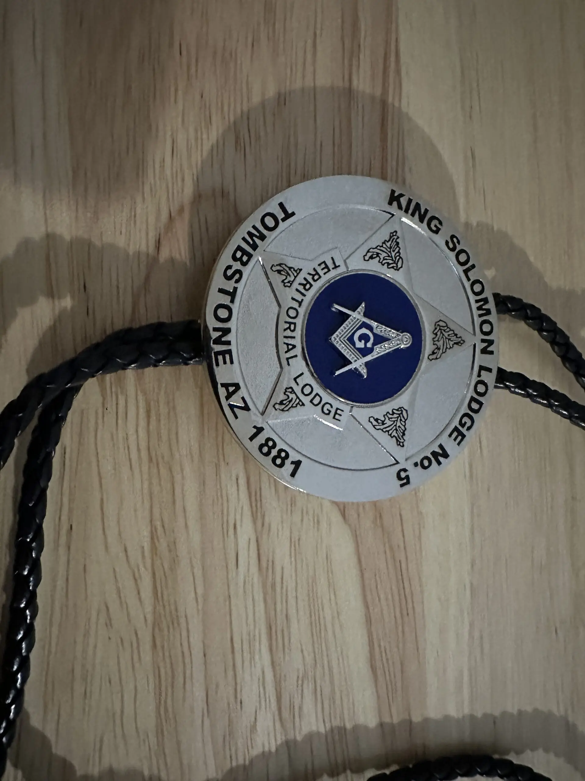 decorative King Solomon Territorial Lodge #5 Bolo Tie